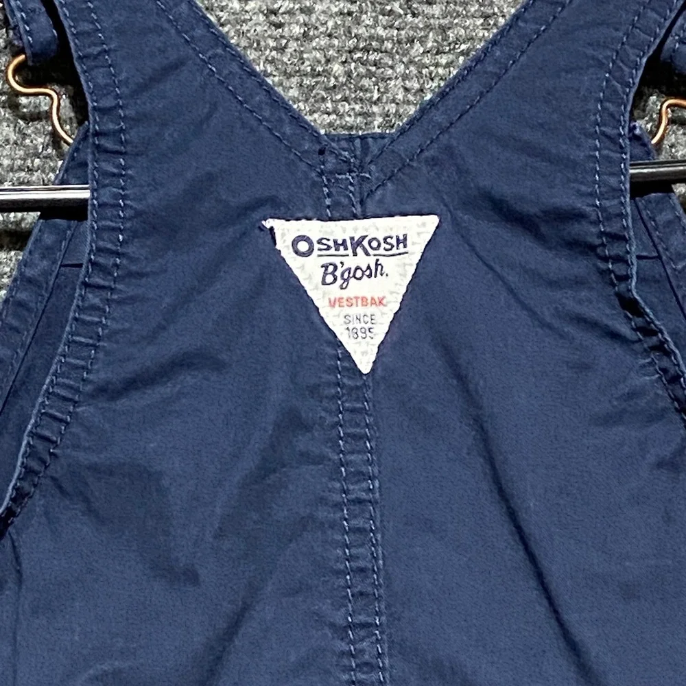 OshKosh Bgosh Boys Navy Blue Cotton Car Graphic Short Overalls 18 Months 424-107